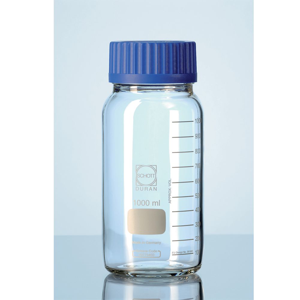 50ml Glass reagent bottle, cap & p/ring, Duran