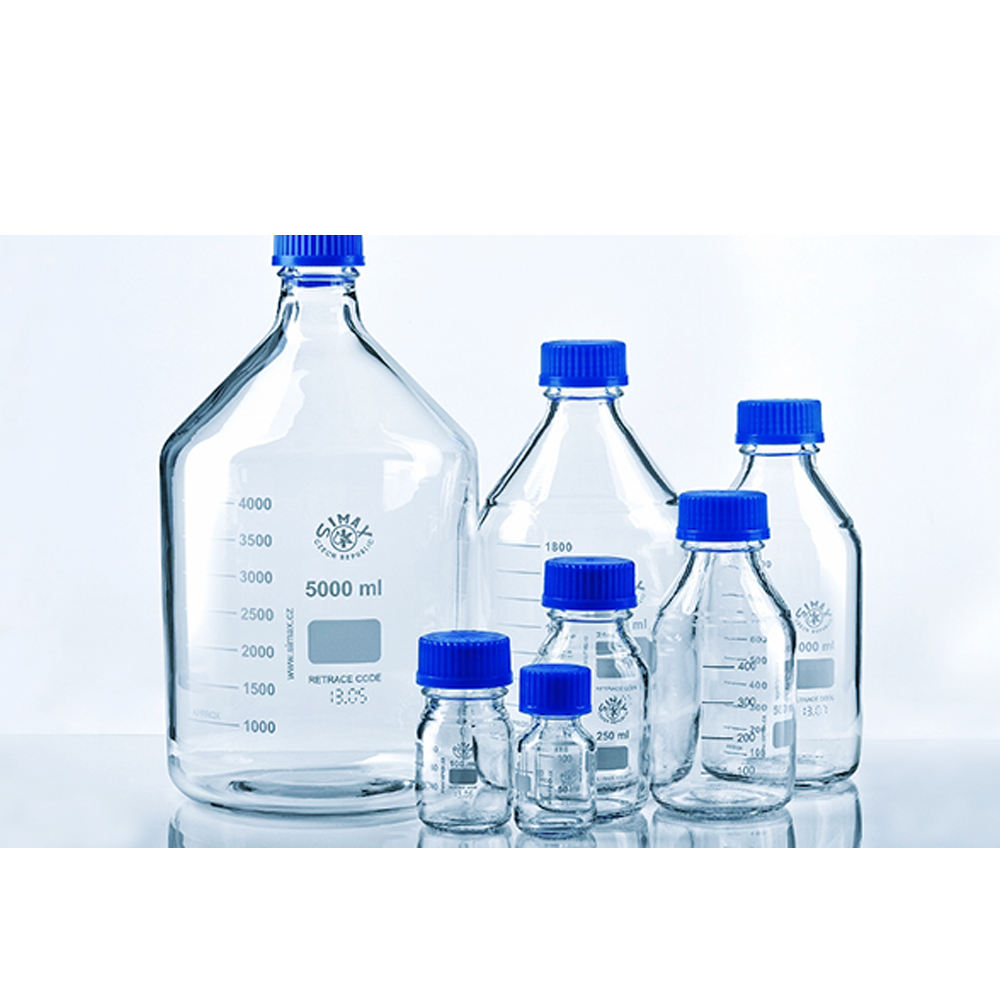 1000ml Glass reagent bottle, cap & p/ring, Amber, Simax